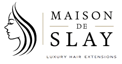 Logo of Maison de Slay luxury hair extensions on a white background